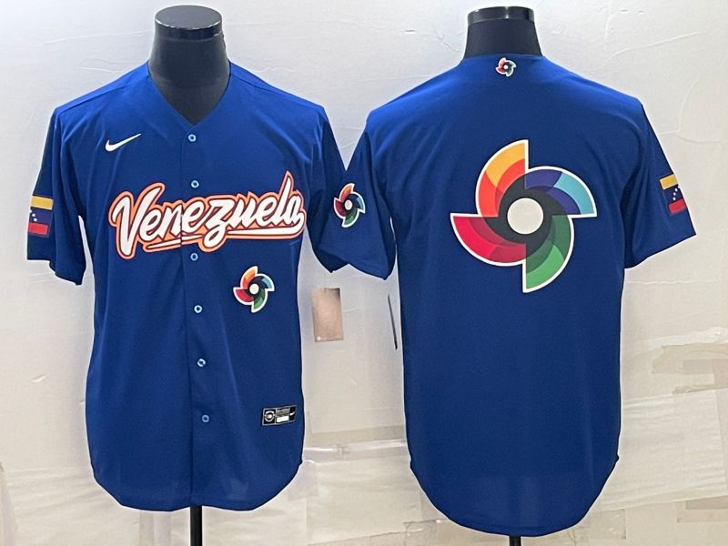 Men 2023 World Cub Venezuela Blank Blue Nike MLB Jersey7